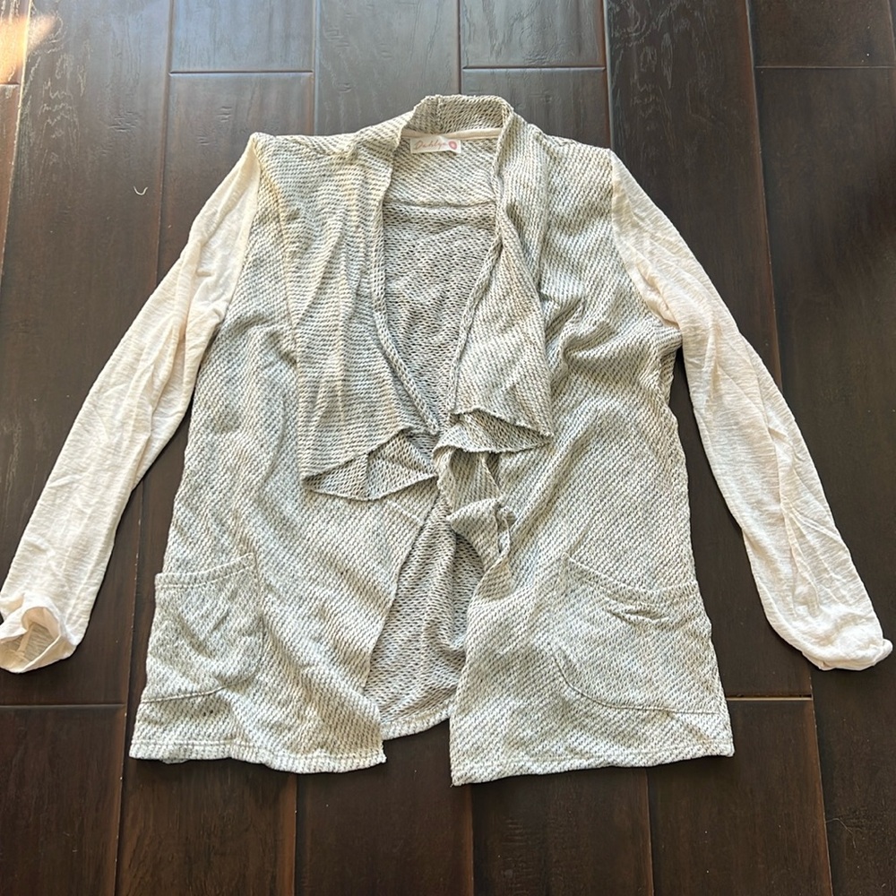 Dahlya Grey and Cream Draped Cardigan, size XL